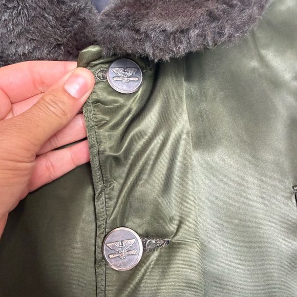 Vintage 1960s Tuffy Jac Olive Bomber Jacket Faux Fur Collar Talon Zipper Men L - Picture 5 of 15